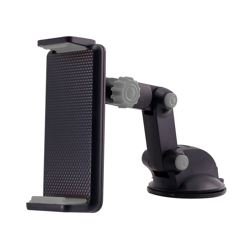Clip Long Neck Tablet Windshield and Dashboard Car Mount Holder C058 (Black Gray)